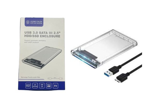 &uu CASE DISCO NOTEBOOK USB 3.0 TRANSPARENTE (195L)